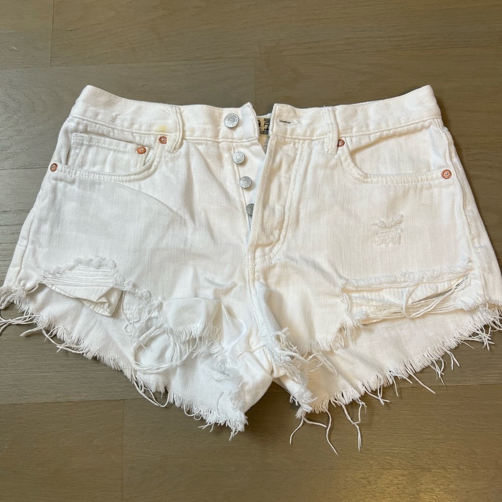 We The Free White Distressed Jean Shorts